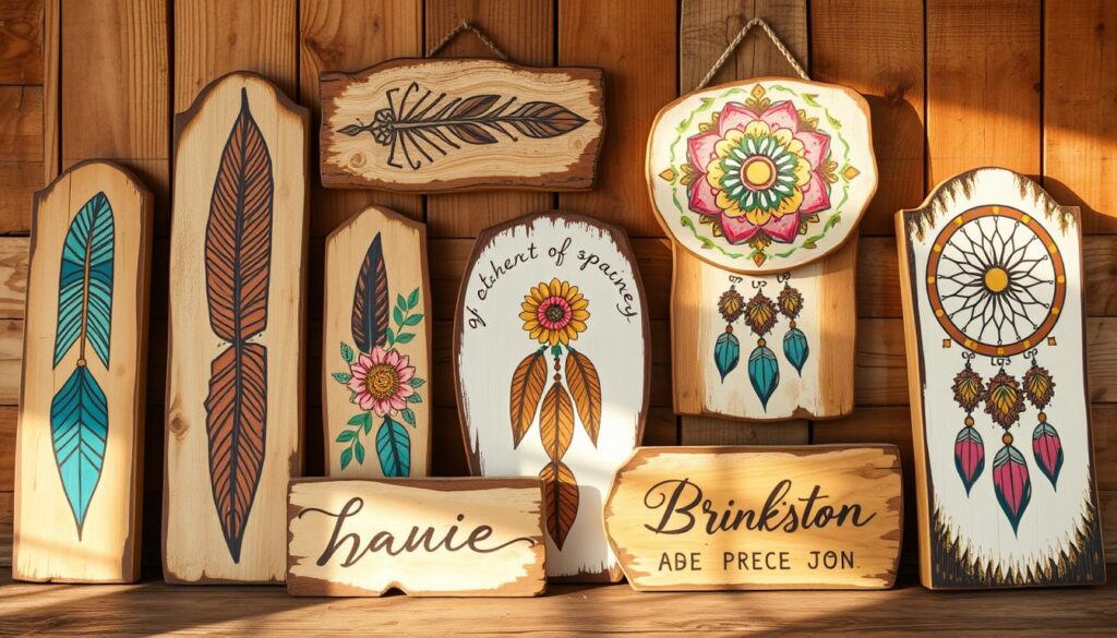 hand-painted boho signs